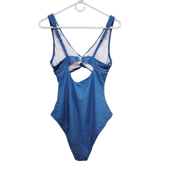Blue One-Piece Swimsuit Knot Front & Cutout Detail Adjustable Straps  Size - Picture 2 of 5